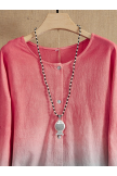 Casual Red Round Neck Long Sleeve Shirt 