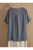 Gray Floral Print V-neck Short Sleeve Casual T-shirt
