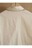Khaki Collared Neckline Plain Loose Shirt Tops