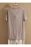 Light Gray Round Neck T-shirts & Tops