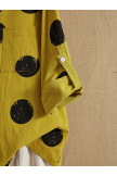 Buttons Casual Polka Dot Long Sleeve Yellow Stand Stand Collar Blouse 