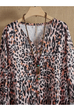 Leopard Print Buttoned Knitted Casual Quilted Cardigans