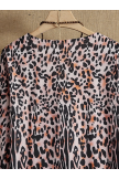Leopard Print Buttoned Knitted Casual Quilted Cardigans