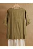Summer Green O-neck Print Flower Casual Short Sleeve Cotton T-Shirt 