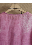 Fuchsia Printed Long Sleeve Casual Crew Neck Blouse