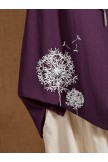 Purple  Vintage Print Flower Short Sleeve Button T-Shirt