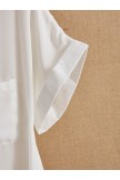 White Relaxed Fit Collared Short Sleeve Button Down Blouse (