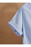 Light Blue Button Cartoon Floral Print Short Sleeve Casual T-shirt 