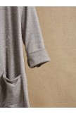 V-neck Gray Plant Print Casual Cotton  Shirts & Tops