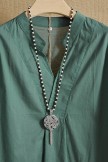 Asymmetric Green V-neck Casual Long Sleeves Blouse For Women