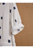 White O-neck Geometric Short Sleeve Print Casual Tshirt