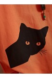 Casual Animal Printed Orange Round Neck Sleeve Shirts & Tops 