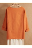Orange O-neck Casual Print Flower Long Sleeve Shirt