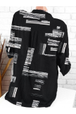 Black Casual Polyester 3/4 Sleeves Printed Shirts