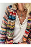 Colorful Stripes Daily Casual Long Sleeves Print Cardigan