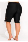 Black Plus Size Lace Up Side Swim Shorts
