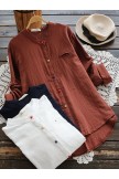 Colorful Buttoned Long Sleeve Blouse