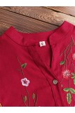 Bestdealfriday Embroidery Cotton Casual Floral Shirts Tops