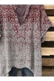 VNeck CottonBlend Short Sleeve Printed Shirts & Tops