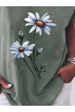 Vintage Short Sleeve Daisy Floral Printed V Neck Plus Size Casual Tops
