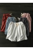 Linen Casual Solid  Plus Size Short pants