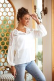 Popular Sexy Perspective Vneck Lace Patchwork Loose Shirt