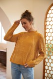 Yellow Pullover Loose Solid Color Long Sleeve Knit Sweater