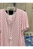 Pink Crew Neck Short Sleeve CottonBlend Shirts & Tops