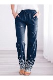 Floral Print with Pockets Sashes Casual Pants