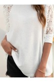 Round Neck Solid Lace Basic Blouse
