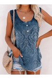 Causal UNeck Tribal Buttons Tank Tops
