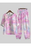 Tie Dye Print Casual Two Piece Suits