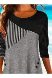 Round Neck Colorblock Daily Tunic Tops