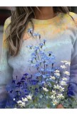Round Neck Casual Floral Loosen Sweatshirt