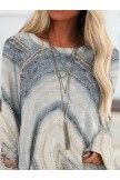 Round Neck Abstract Geometric Casual Tunic Tops