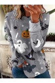 Cat Print Casual Halloween Sweatshirt