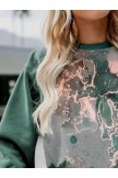 Casual Crew Neck Abstract Ombre Long sleeve Sweatshirts