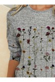 Long Sleeve Crew Neck Vintage Floral Shirts & Tops