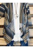 Multicolor Long Sleeve Striped CottonBlend Cardigan