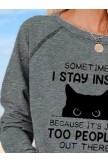 Cat Animal Casual Ladies Loose Knit Sweatshirt