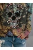 Skull Crew Neck Long Sleeve Vintage Sweatshirts