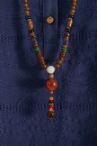 Vintage Handmade Buddha Beads Long Necklace Wood Chain