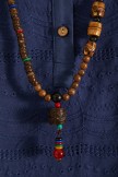 Vintage Handmade Buddha Beads Long Necklace With Cute Red Bead