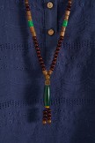 Vintage Handmade Buddha Beads Long Necklace With Green Agate