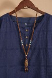 Vintage Handmade Buddha Beads Long Wood Necklace